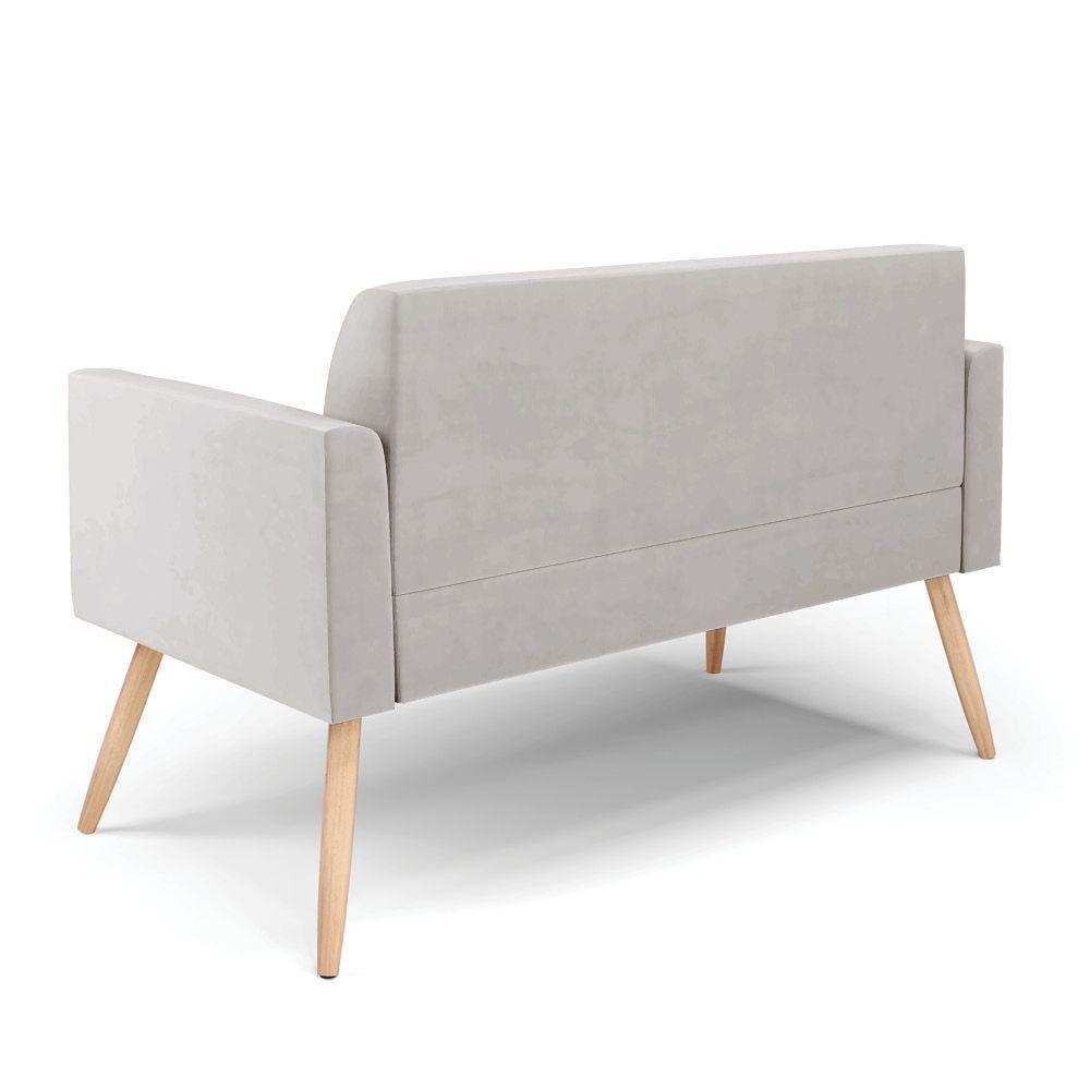 Sofá Namoradeira Pés Palito Natural Marisa Veludo D03 - D\'rossi Cor Cinza - 7