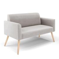 Sofá Namoradeira Pés Palito Natural Marisa Veludo D03 - D\'rossi Cor Cinza - 1