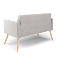 Sofá Namoradeira Com Poltrona Pés Palito Natural Marisa Veludo D03 - D\'rossi Cor Cinza - 7