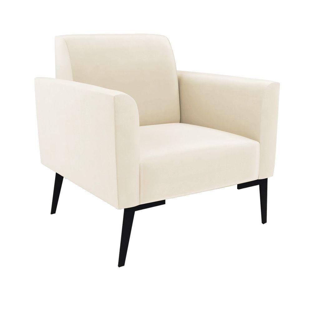 Sofá Namoradeira Com Poltrona Pés Villach Marisa Veludo D03 - D\'rossi Cor Bege - 5