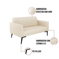 Sofá Namoradeira Com Poltrona Pés Villach Marisa Linho D03 - D\'rossi Cor A19 Bege - 6