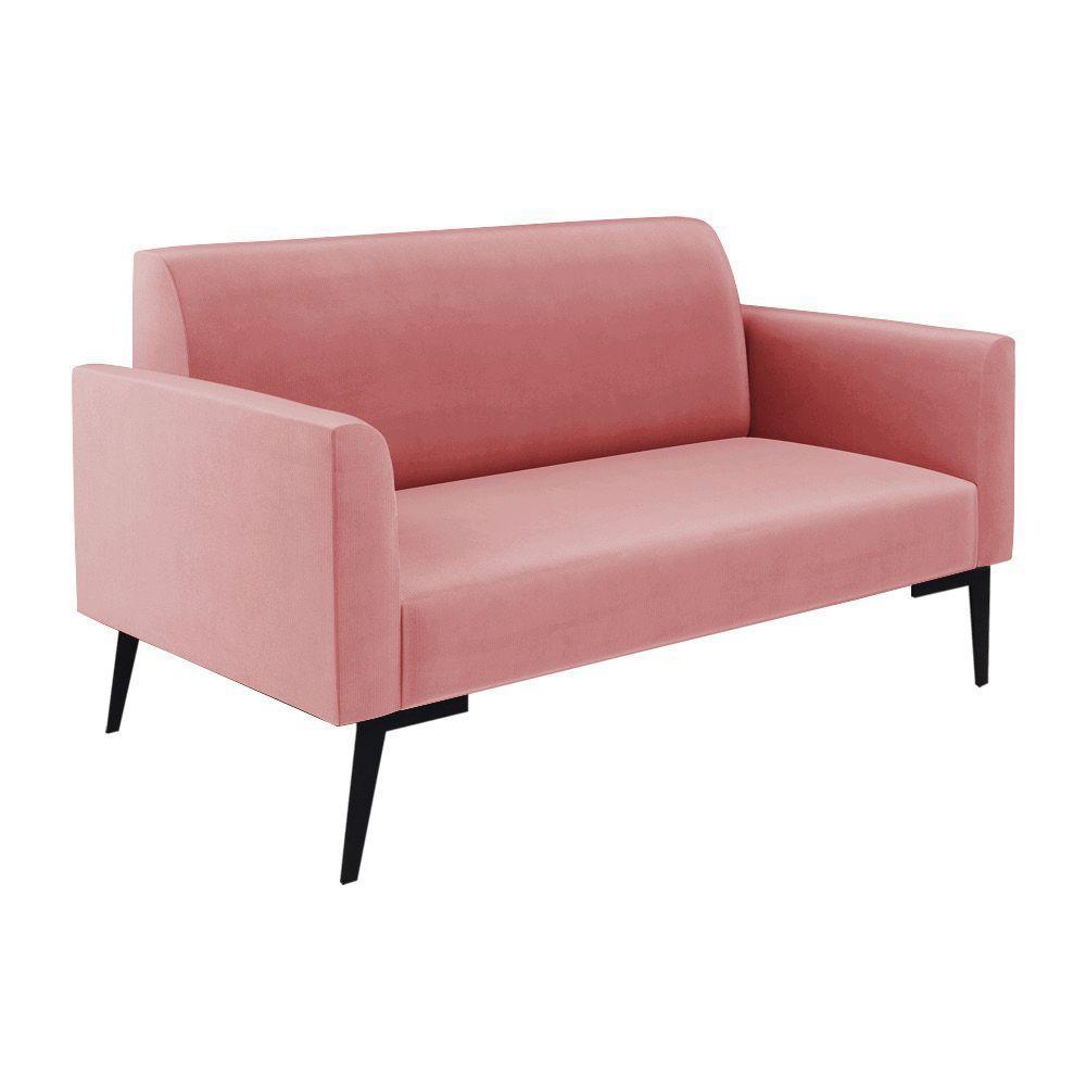 Sofá Namoradeira Com 2 Poltronas Pés Villach Marisa Suede D03 - D\'rossi Cor Rose - 6