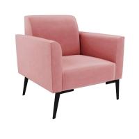 Sofá Namoradeira Com 2 Poltronas Pés Villach Marisa Suede D03 - D\'rossi Cor Rose - 5