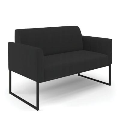 Sofá Namoradeira Base Industrial Preto Marisa Veludo D03 - D\'rossi Cor Preto