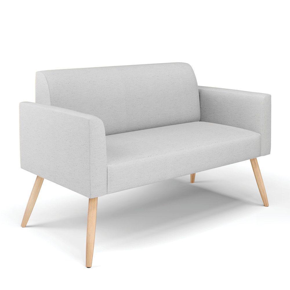 Sofá Namoradeira Com 2 Poltronas Pés Palito Natural Marisa Linho D03 - D\'rossi Cor A05 Cinza - 4