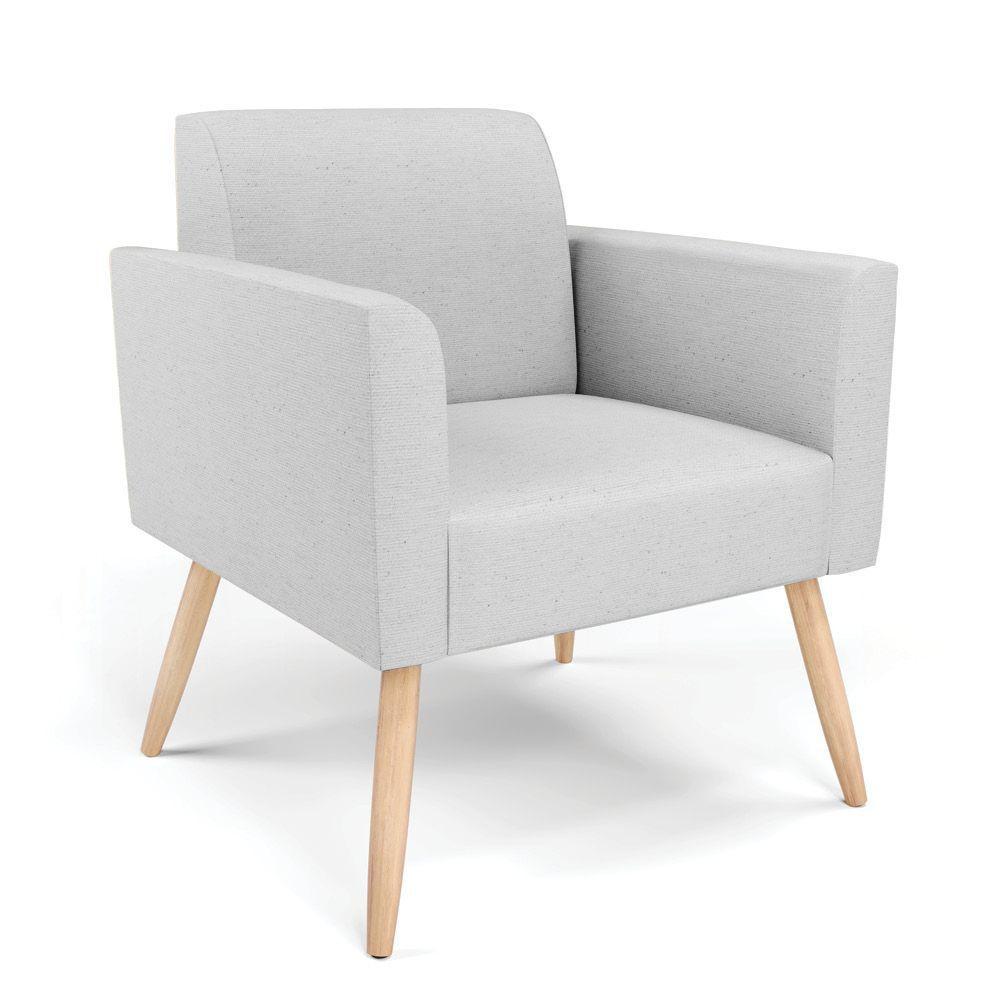 Sofá Namoradeira Com 2 Poltronas Pés Palito Natural Marisa Linho D03 - D\'rossi Cor A05 Cinza - 7