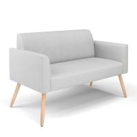 Sofá Namoradeira Com 2 Poltronas Pés Palito Natural Marisa Linho D03 - D\'rossi Cor A05 Cinza