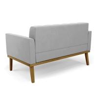 Namoradeira Com 2 Poltronas Base De Madeira Castanho Elisa Suede D03 - D\'rossi Cor Cinza - 3