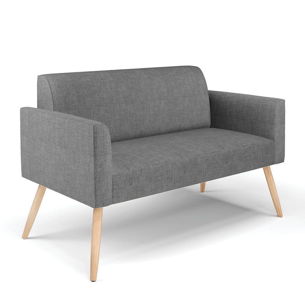 Sofá Namoradeira Com 2 Poltronas Pés Palito Natural Marisa Linho D03 - D\'rossi Cor A26 Grafite - 2