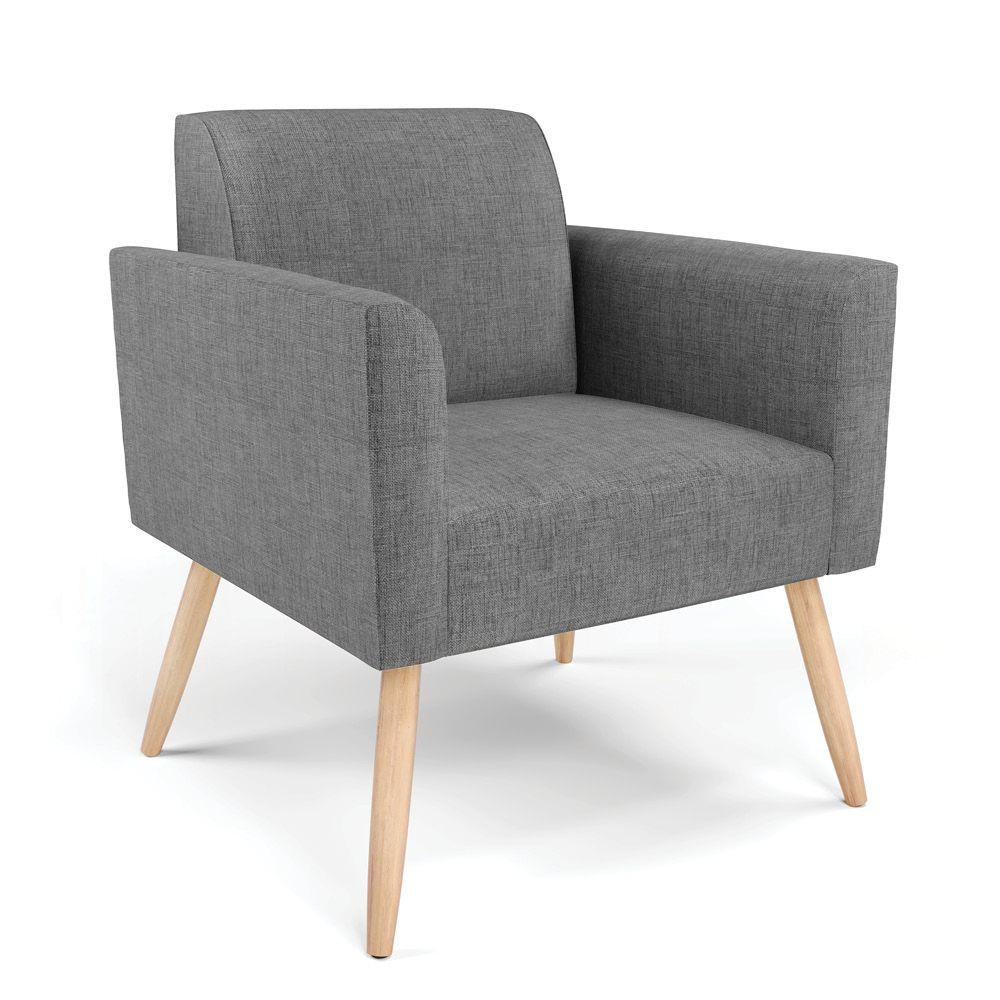 Sofá Namoradeira Com 2 Poltronas Pés Palito Natural Marisa Linho D03 - D\'rossi Cor A26 Grafite - 3