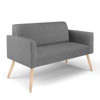 Sofá Namoradeira Com 2 Poltronas Pés Palito Natural Marisa Linho D03 - D\'rossi Cor A26 Grafite - 2