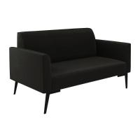 Sofá Namoradeira Com 2 Poltronas Pés Villach Marisa Suede D03 - D\'rossi Cor Preto