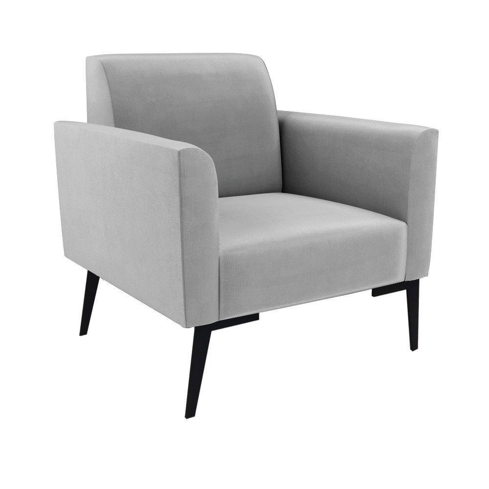 Sofá Namoradeira Com 2 Poltronas Pés Villach Marisa Suede D03 - D\'rossi Cor Cinza - 5