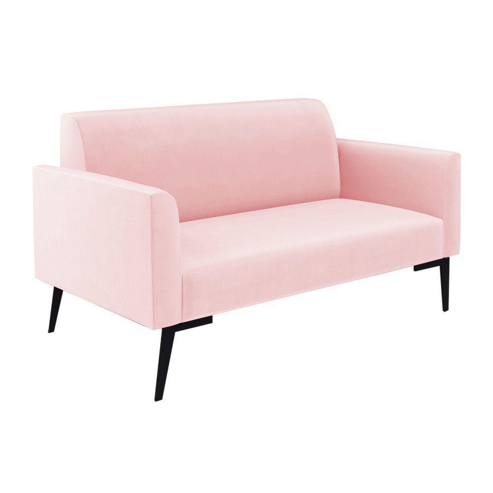 Sofá Namoradeira Com 2 Poltronas Pés Villach Marisa Suede D03 - D\'rossi Cor Rosa Bebê - 5