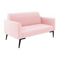 Sofá Namoradeira Com 2 Poltronas Pés Villach Marisa Suede D03 - D\'rossi Cor Rosa Bebê - 5