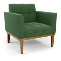 Namoradeira Com 2 Poltronas Base De Madeira Castanho Elisa Suede D03 - D\'rossi Cor Verde - 3