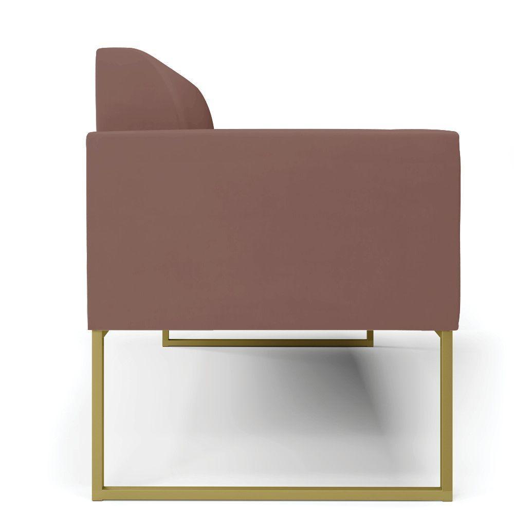 Sofá Namoradeira Base Industrial Dourado Marisa Veludo D03 - D\'rossi Cor Rose - 5