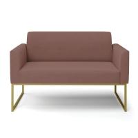 Sofá Namoradeira Base Industrial Dourado Marisa Veludo D03 - D\'rossi Cor Rose - 7