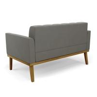 Namoradeira Com 2 Poltronas Base De Madeira Castanho Elisa Suede D03 - D\'rossi Cor Grafite - 6