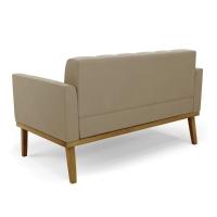 Namoradeira Com 2 Poltronas Base De Madeira Castanho Elisa Suede D03 - D\'rossi Cor Marrom Rato - 7