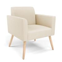 Sofá Namoradeira Com 2 Poltronas Pés Palito Natural Marisa Linho D03 - D\'rossi Cor A19 Bege