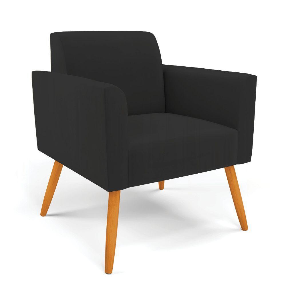 Sofá Namoradeira Com 2 Poltronas Pés Palito Castanho Marisa Veludo D03 - D\'rossi Cor Preto - 7