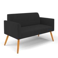 Sofá Namoradeira Com 2 Poltronas Pés Palito Castanho Marisa Veludo D03 - D\'rossi Cor Preto - 5