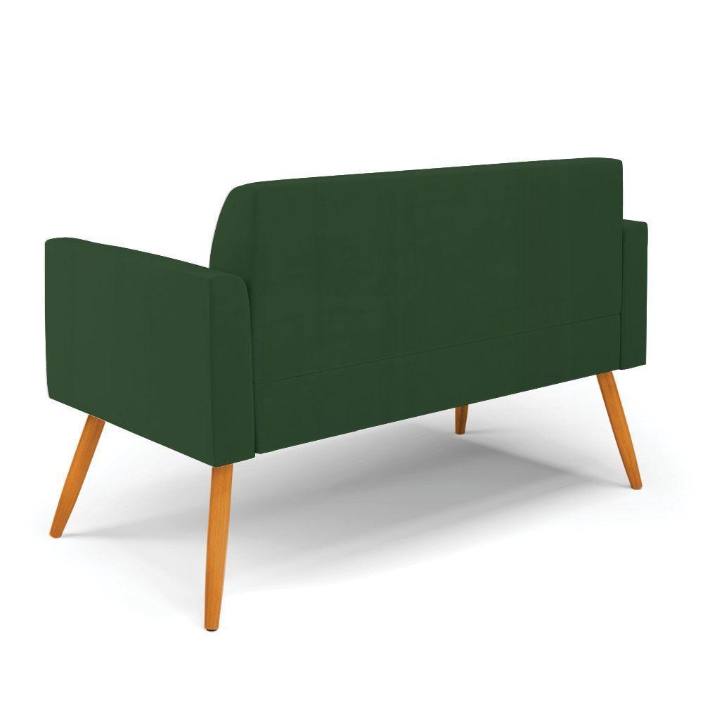 Sofá Namoradeira Com 2 Poltronas Pés Palito Castanho Marisa Veludo D03 - D\'rossi Cor Verde - 3