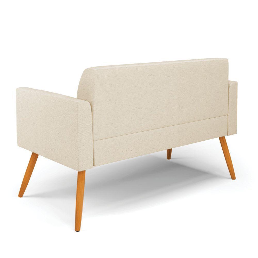 Sofá Namoradeira Com 2 Poltronas Pés Palito Castanho Marisa Linho D03 - D\'rossi Cor A19 Bege - 2