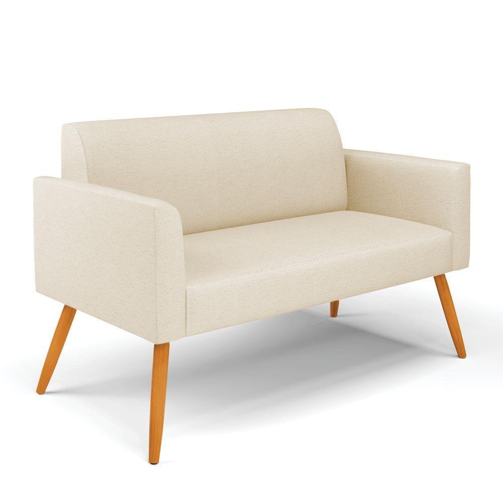 Sofá Namoradeira Com 2 Poltronas Pés Palito Castanho Marisa Linho D03 - D\'rossi Cor A19 Bege - 5