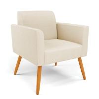 Sofá Namoradeira Com 2 Poltronas Pés Palito Castanho Marisa Linho D03 - D\'rossi Cor A19 Bege