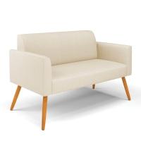 Sofá Namoradeira Com 2 Poltronas Pés Palito Castanho Marisa Linho D03 - D\'rossi Cor A19 Bege - 5