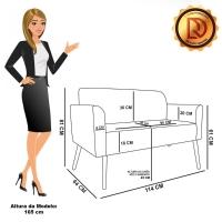 Sofá Namoradeira Com 2 Poltronas Pés Palito Castanho Marisa Linho D03 - D\'rossi Cor A19 Bege - 8
