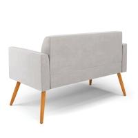 Sofá Namoradeira Com 2 Poltronas Pés Palito Castanho Marisa Veludo D03 - D\'rossi Cor Cinza - 6