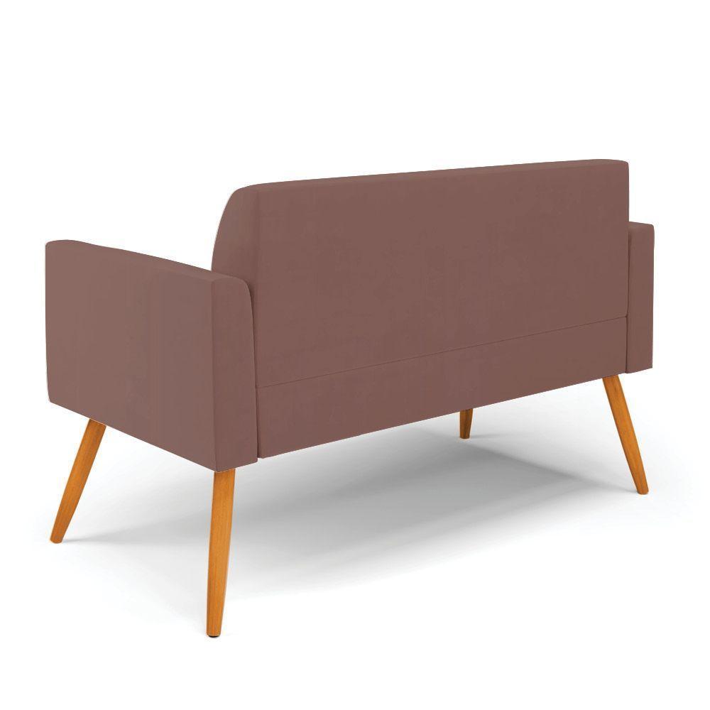 Sofá Namoradeira Com 2 Poltronas Pés Palito Castanho Marisa Veludo D03 - D\'rossi Cor Rose - 6