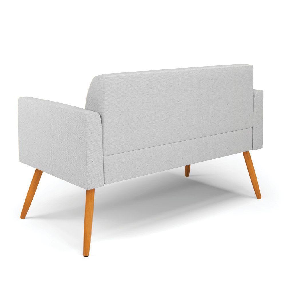 Sofá Namoradeira Com 2 Poltronas Pés Palito Castanho Marisa Linho D03 - D\'rossi Cor A05 Cinza - 4