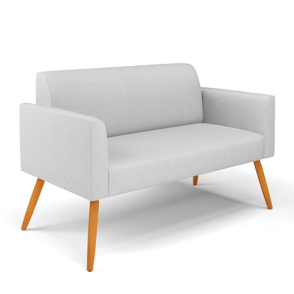 Sofá Namoradeira Com 2 Poltronas Pés Palito Castanho Marisa Linho D03 - D\'rossi Cor A05 Cinza - 6