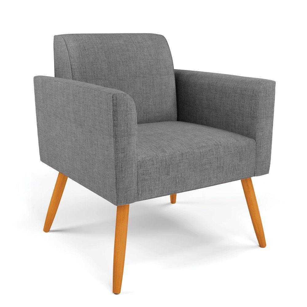 Sofá Namoradeira Com 2 Poltronas Pés Palito Castanho Marisa Linho D03 - D\'rossi Cor A26 Grafite - 5