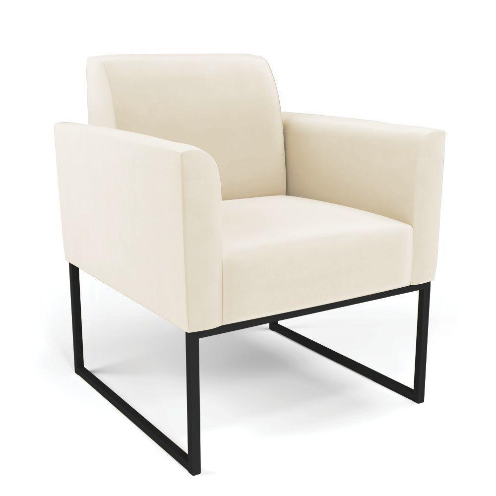 Sofá Namoradeira Com 2 Poltronas Base Industrial Preto Marisa Veludo D03 - D\'rossi Cor Bege - 6