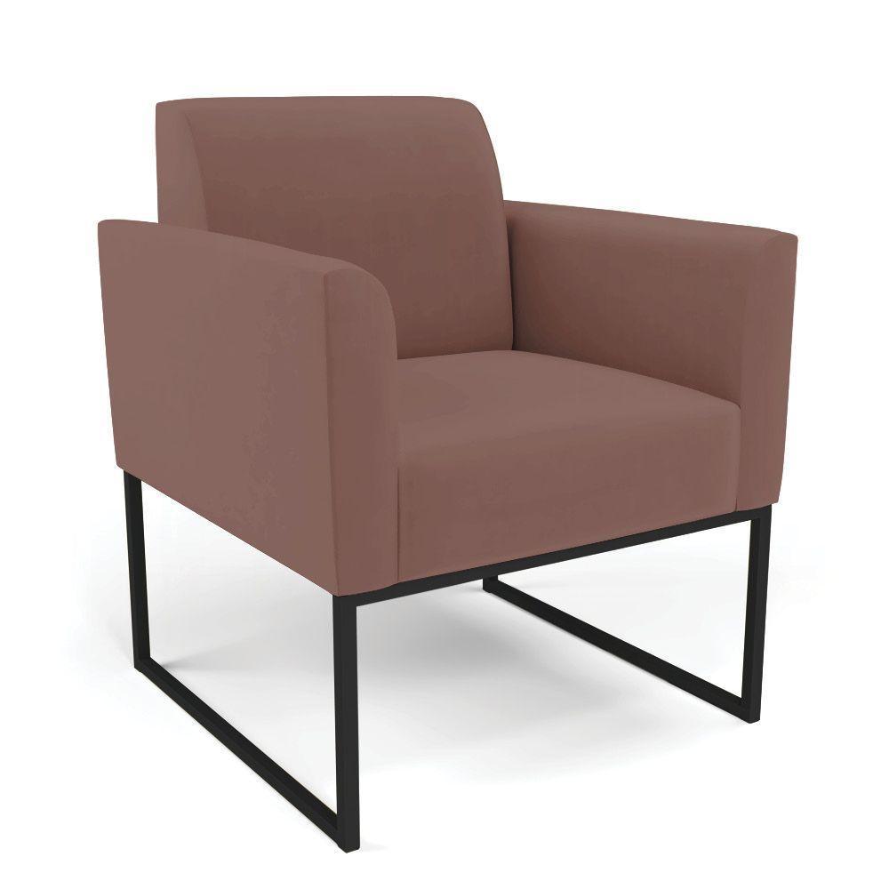 Sofá Namoradeira Com 2 Poltronas Base Industrial Preto Marisa Veludo D03 - D\'rossi Cor Rose - 6