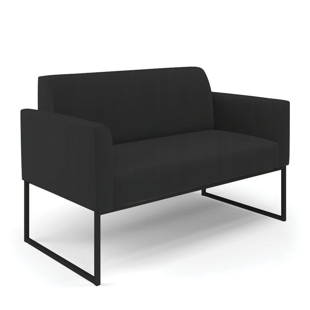 Sofá Namoradeira Com 2 Poltronas Base Industrial Preto Marisa Veludo D03 - D\'rossi Cor Preto - 2