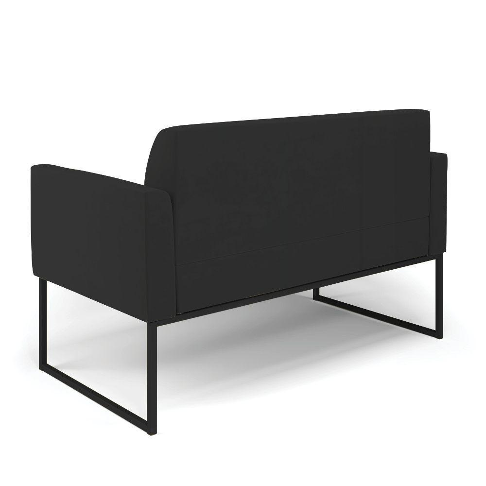 Sofá Namoradeira Com 2 Poltronas Base Industrial Preto Marisa Veludo D03 - D\'rossi Cor Preto - 6