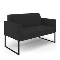 Sofá Namoradeira Com 2 Poltronas Base Industrial Preto Marisa Veludo D03 - D\'rossi Cor Preto - 2