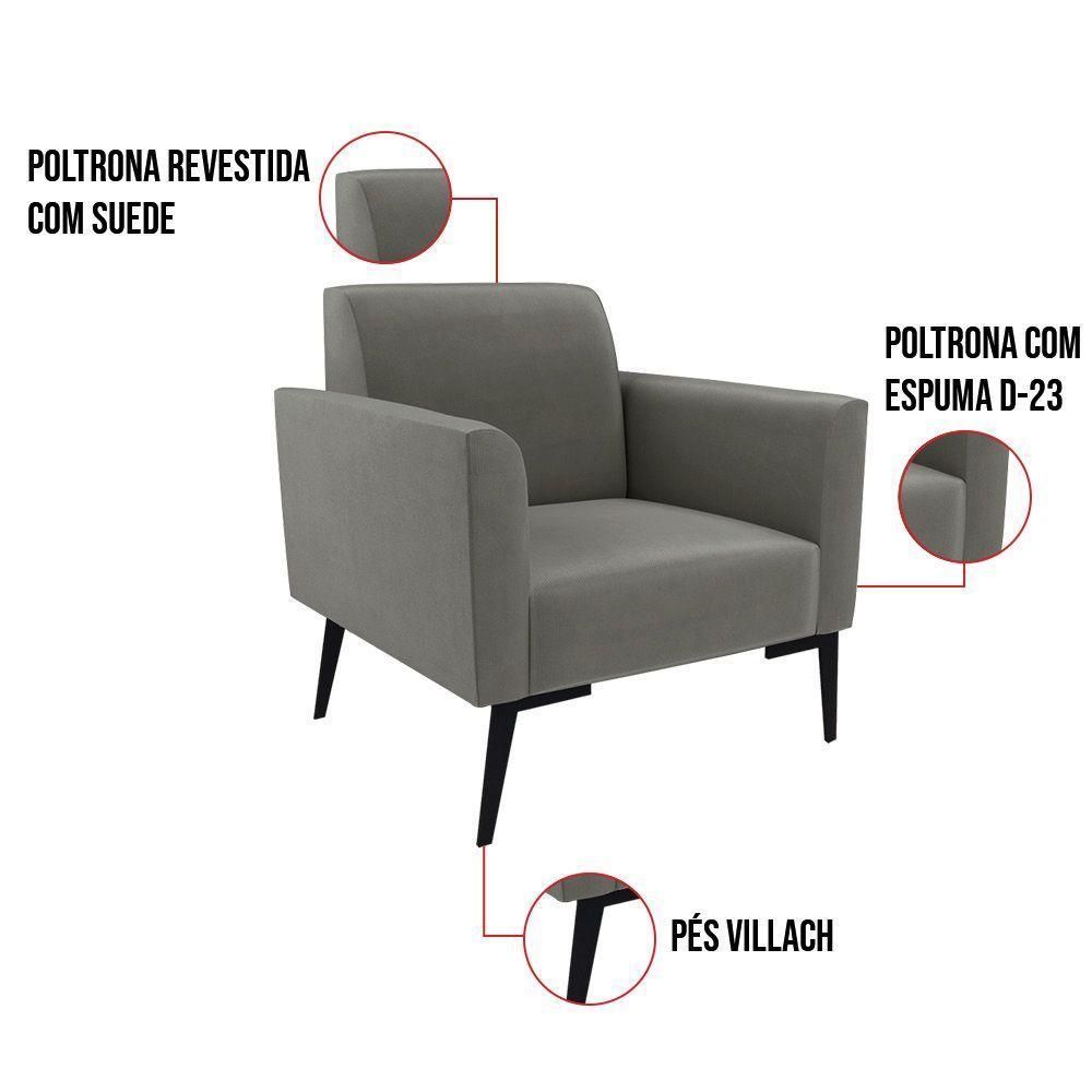 Poltrona Pés Villach Marisa Suede D03 - D\'rossi Cor Grafite - 3