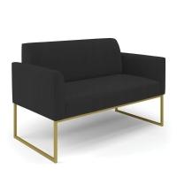 Sofá Namoradeira Com 2 Poltronas Base Industrial Dourado Marisa Veludo D03 - D\'rossi Cor Preto