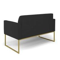 Sofá Namoradeira Com 2 Poltronas Base Industrial Dourado Marisa Veludo D03 - D\'rossi Cor Preto - 8