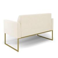 Sofá Namoradeira Com 2 Poltronas Base Industrial Dourado Marisa Veludo D03 - D\'rossi Cor Bege - 3