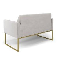 Sofá Namoradeira Com 2 Poltronas Base Industrial Dourado Marisa Veludo D03 - D\'rossi Cor Cinza