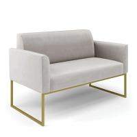 Sofá Namoradeira Com 2 Poltronas Base Industrial Dourado Marisa Veludo D03 - D\'rossi Cor Cinza - 5