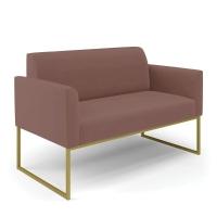 Sofá Namoradeira Com 2 Poltronas Base Industrial Dourado Marisa Veludo D03 - D\'rossi Cor Rose - 5
